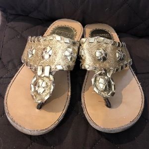 Toddler size 11 gold slide on sandals